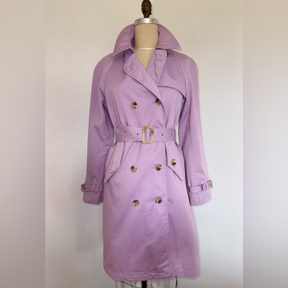 NEW - Isaac Mizrahi lavender Trench Coat size S - Picture 5 of 9